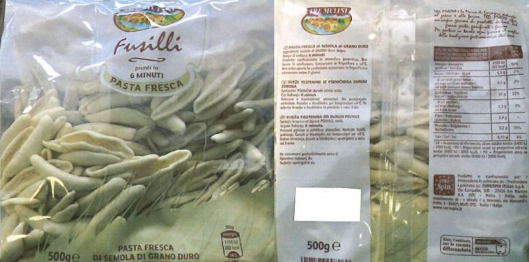 Richiamo pasta fresca Eurospin
