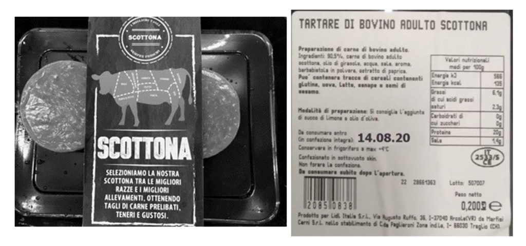 Lidl ritira la tartare di bovino adulto scottona per presenza di salmonella