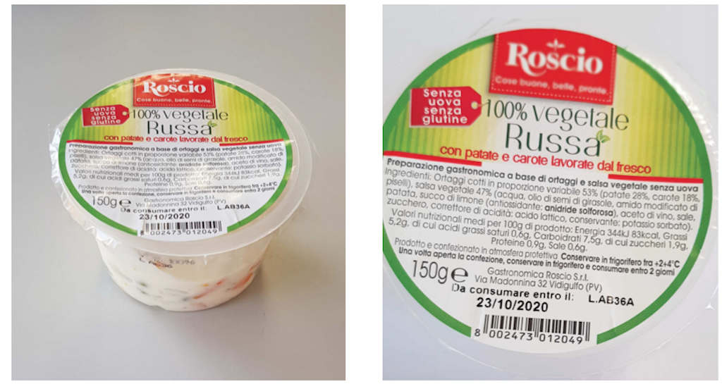 Insalata russa Roscio richiamata per rischio presenza allergeni