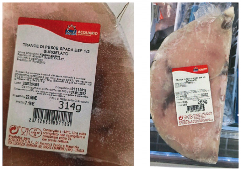 Trance di pesce spada surgelato Acquario ritirate per rischio chimico