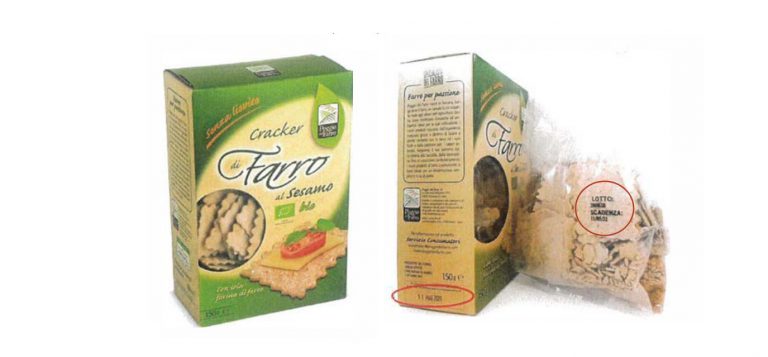 Cracker di farro al sesamo bio di Poggio del Farro richiamati per l'allerta ossido di etilene nel sesamo