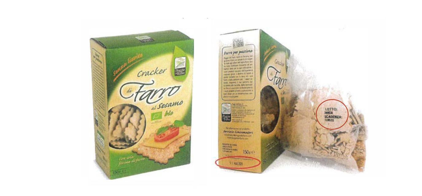 Cracker di farro al sesamo bio di Poggio del Farro richiamati per l'allerta ossido di etilene nel sesamo
