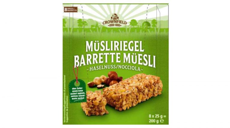 Lidl richiama le barrette muesli e cereali Crownfield alla nocciola