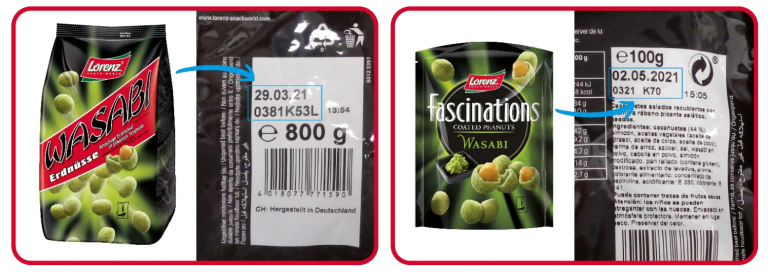 Richiamati gli arachidi al wasabi di Lorenz Snack World per allergene non dichiarato