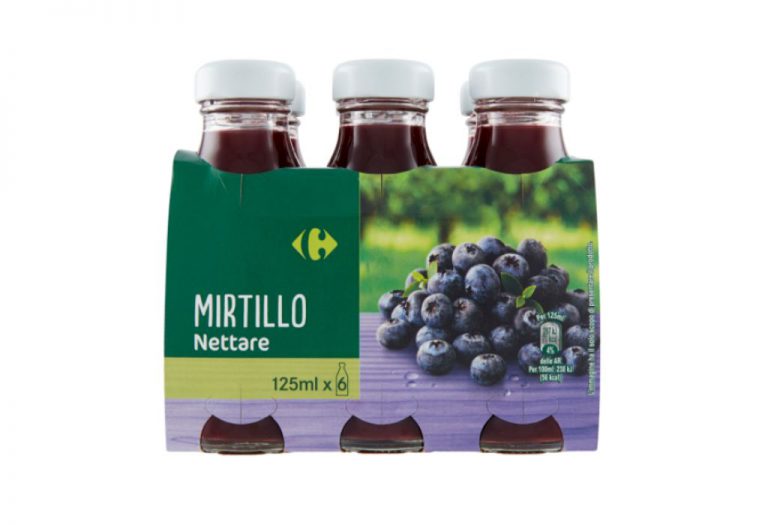 Carrefour richiama il nettare di mirtillo per frammenti di vetro
