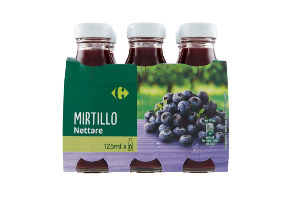 Carrefour richiama il nettare di mirtillo per frammenti di vetro