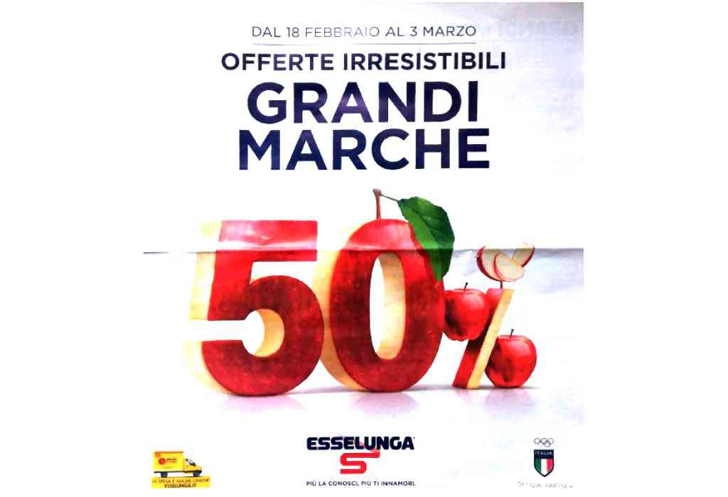 Volantino Esselunga dal 18 febbraio al 3 marzo: Grandi Marche al 50%