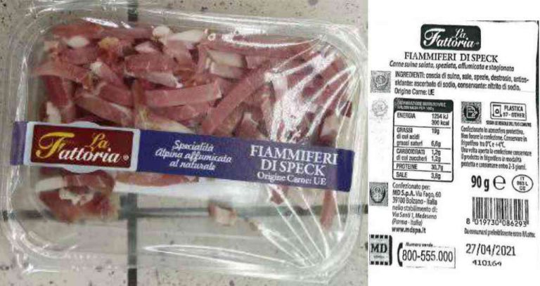 Richiamati fiammiferi di speck per rischio di Listeria