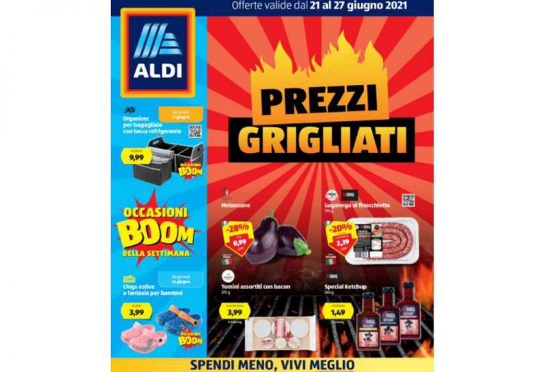 Volantino Aldi dal 21 al 27 giugno 2021: offerte per le grigliate estive