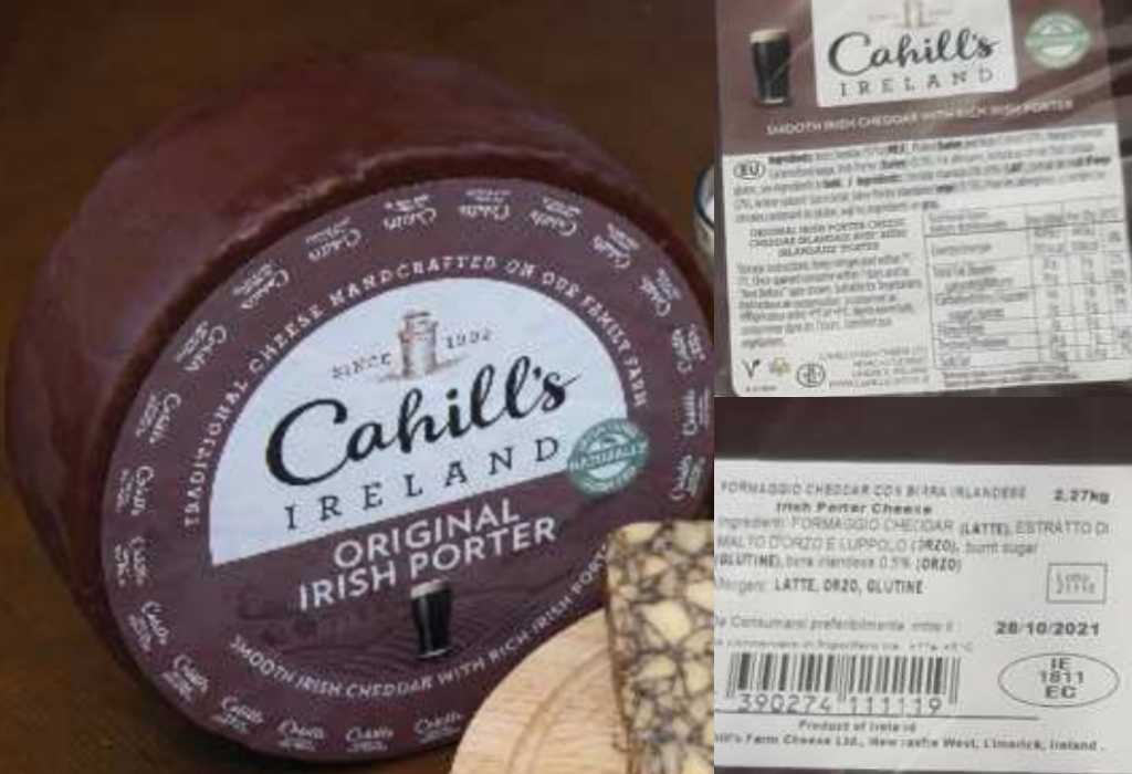 Richiamato Cheddar irlandese Cahill's per presenza di Listeria