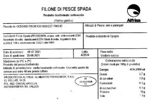 Richiamati filoni di Pesce spada per mercurio oltre i limiti