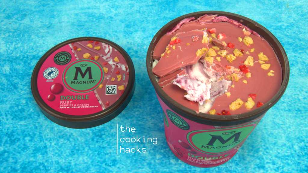 prova assaggio del gelato Magnum Double Ruby Berries & Cream pot