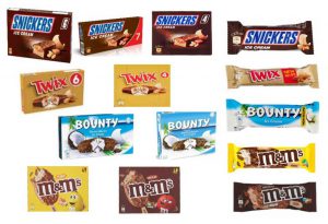 Richiamati gelati Mars Snickers, Twix, Bounty, M&M's per ossido di etilene nella farina di semi di carrube