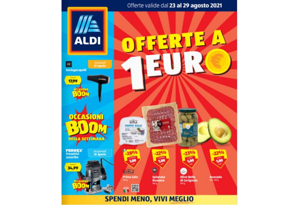 Volantino Aldi dal 23 al 29 agosto 2021: offerte a 1 euro, settimana Asiatica e Francese