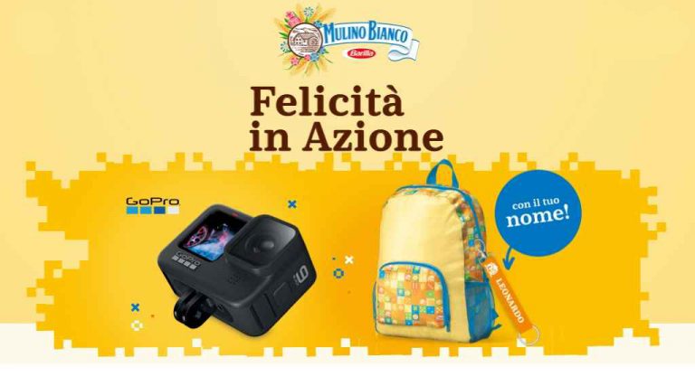 Concorso Mulino Bianco 2021 Felicità in Azione: come vincere la Gopro e lo zaino personalizzato