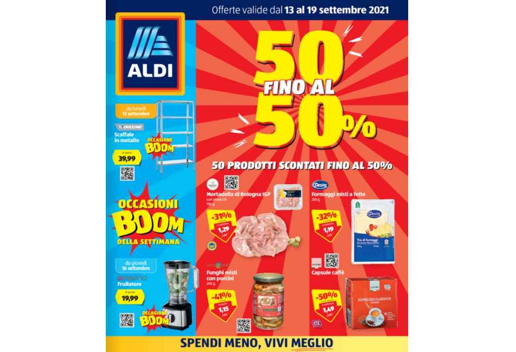 Volantino Aldi dal 13 al 19 settembre 2021: 50 prodotti fino al 50%