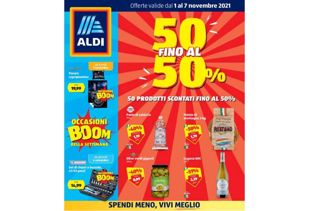 Volantino Aldi dal 1 al 7 novembre 2021: 50 fino al 50%