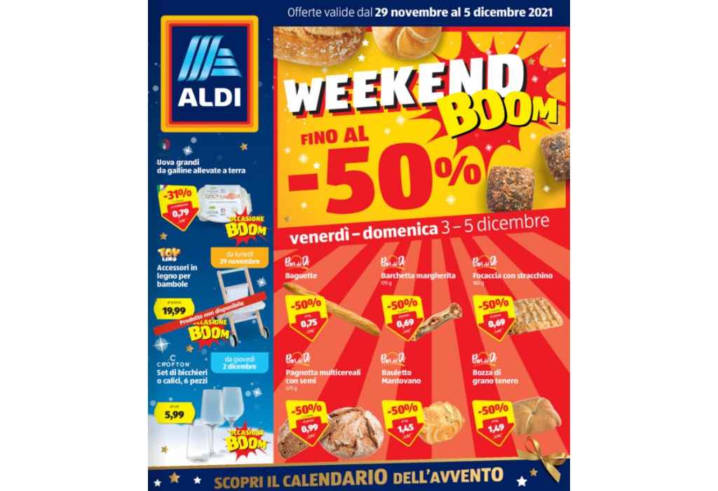 Volantino Aldi dal 29 novembre al 5 dicembre 2021: Weekend Boom fino al -50%
