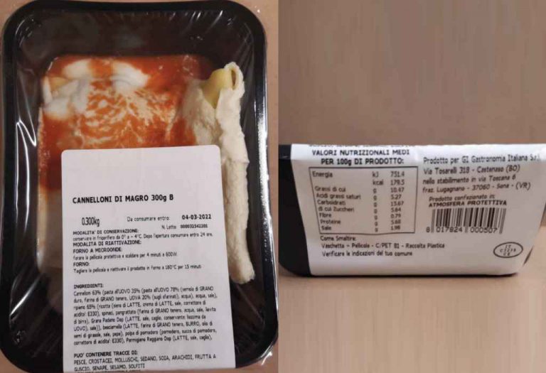 Richiamati cannelloni di magro per rischio di presenza allergeni non dichiarati