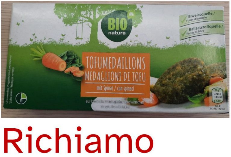 Richiamati medaglioni di tofu per per rischio microbiologico