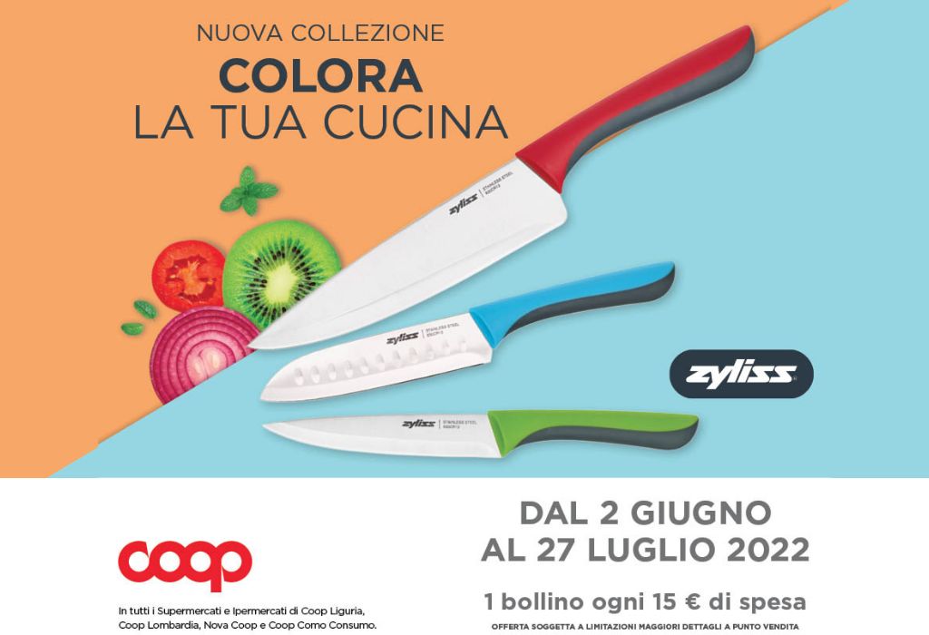 Collezione Coop Zyliss 2022: la raccolta coltelli di Coop Colora la tua Cucina