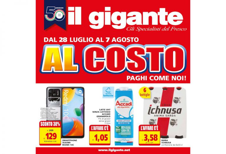 Le offerte del volantino Il Gigante dal 28 luglio al 7 agosto 2022: Al Costo