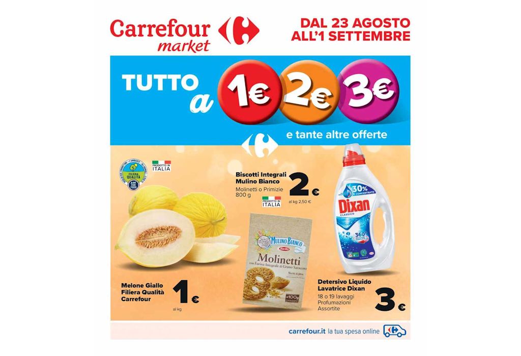 Volantino Carrefour Market dal 23 agosto al 1 settembre 2022
