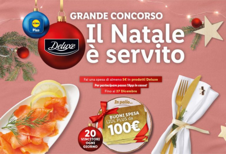 Grande Concorso Lidl Deluxe Natale 2022: in palio buoni spesa LIDL da 100 €