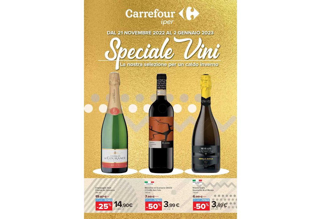 Volantino Carrefour Vini dal 21 novembre 2022 al 2 gennaio 2023