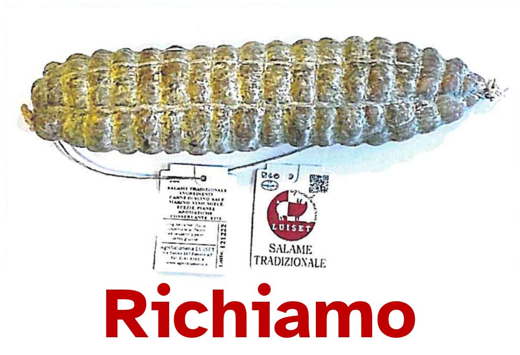 Richiamato salame crudo per rischio possibile presenza di Listeria e Salmonella