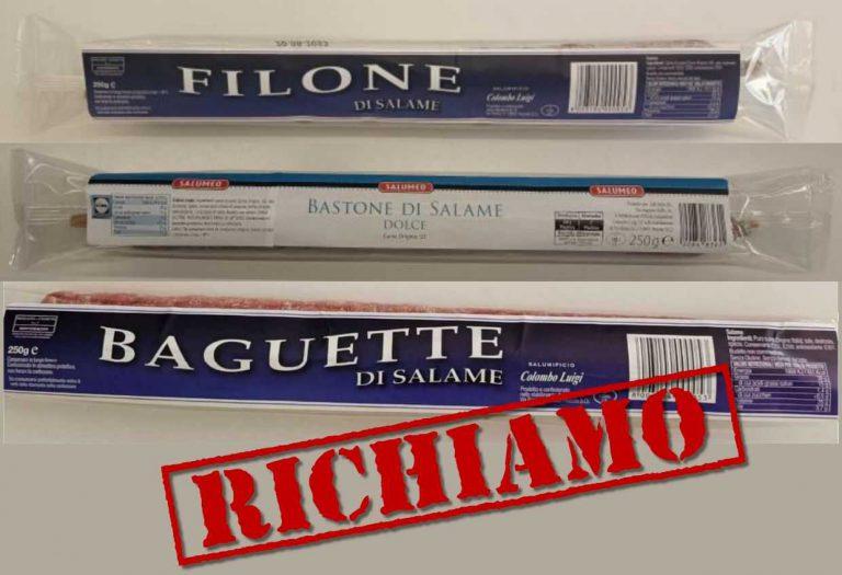 Richiamato salame baguette, filone e bastone per presenza di Salmonella