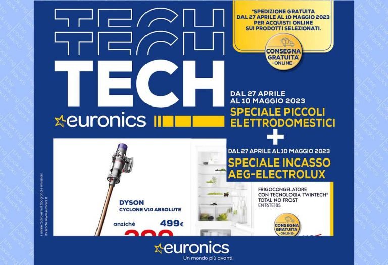 Volantino Euronics Piccoli elettrodomestici e Incasso AEG Electrolux dal 27 aprile al 10 maggio 2023