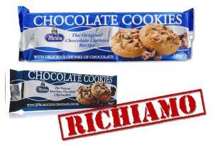 Richiamati biscotti al cioccolato cookies per presenza di allergene