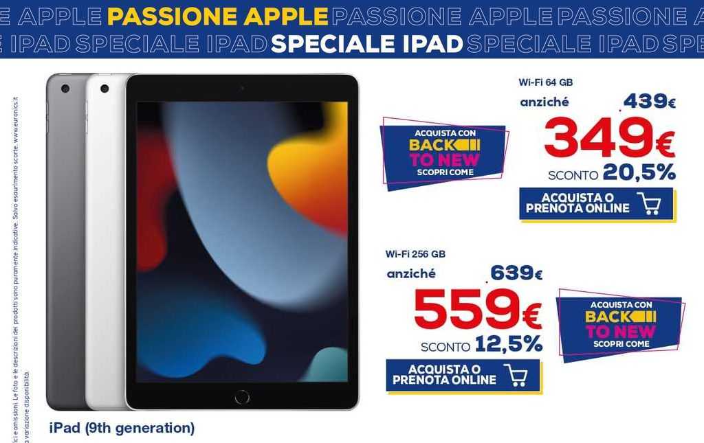 iPad 9th generation offerta Euronics