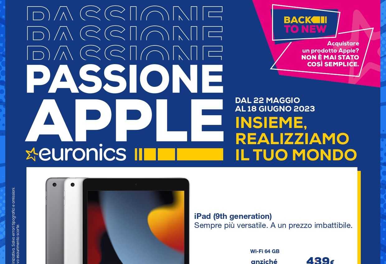 Volantino Euronics Speciale Apple dal 22 maggio al 18 giugno 2023