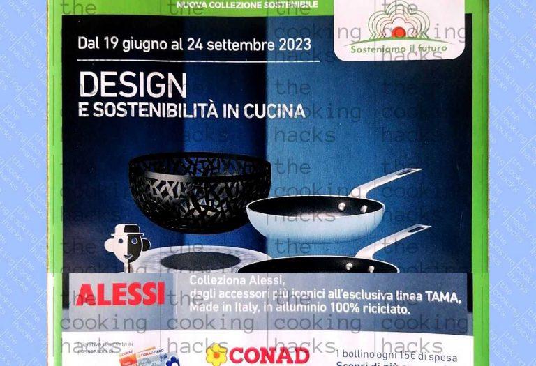 Collezione Alessi Conad 2023 con padelle in alluminio riciclato e concorso Premia Te e l'Ambiente