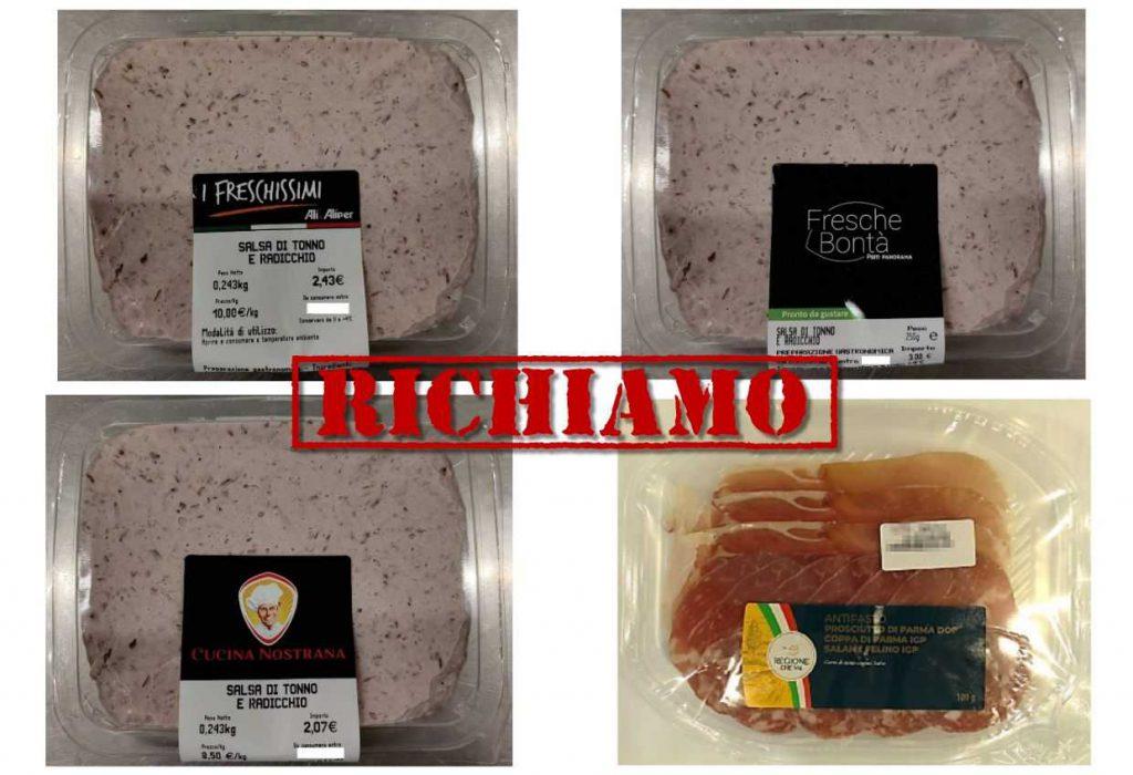 Richiamata salsa tonno e radicchio e antipasto di salumi per possibile presenza di Listeria