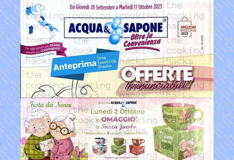 Volantino Acqua e Sapone dal 28 settembre al 17 ottobre 2023