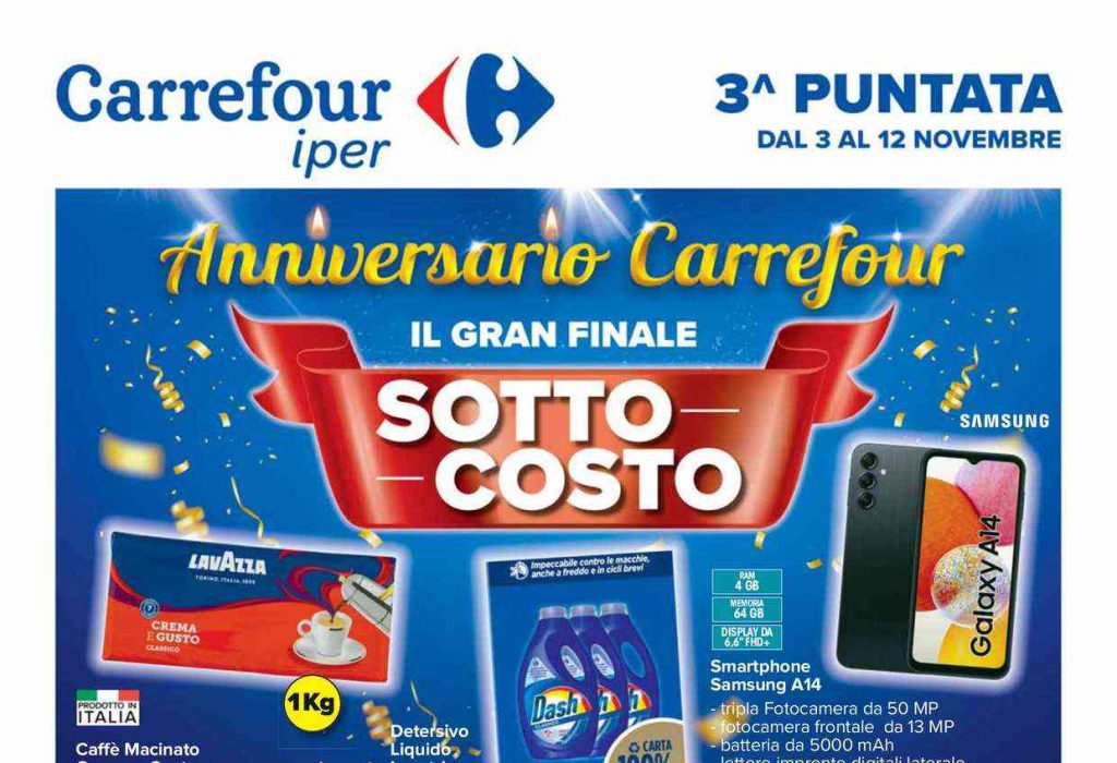 Anteprima del volantino Carrefour Iper dal 3 al 12 novembre 2023: Sottocosto e Gran Finale dell’Anniversario