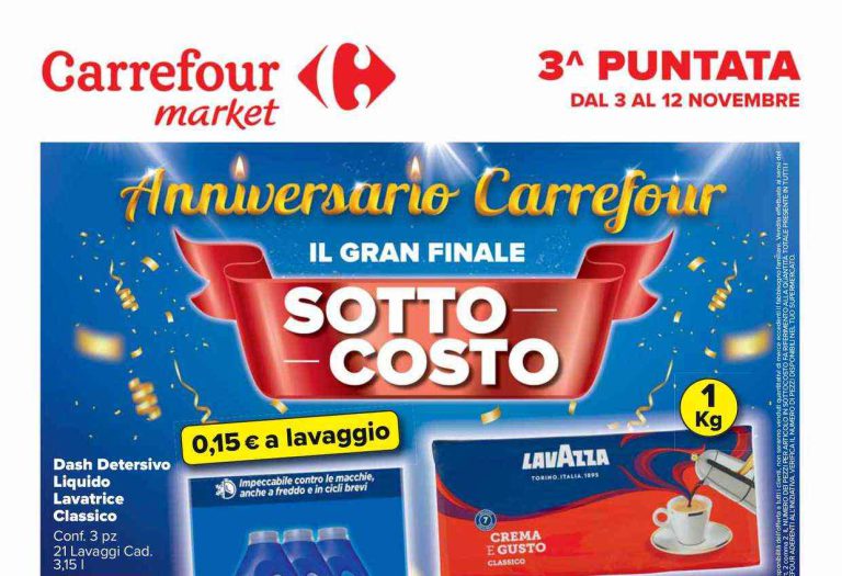 Anteprima volantino Carrefour Market dal 3 al 12 novembre 2023: Sottocosto e la Terza puntata dell’anniversario