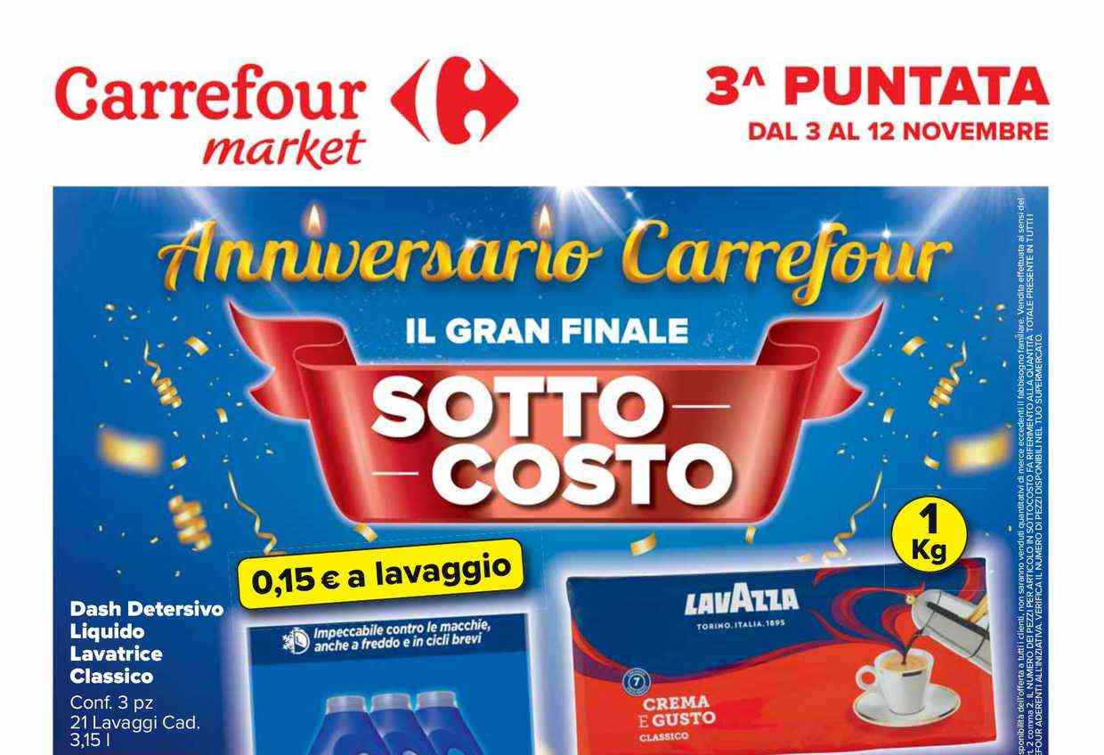 Anteprima volantino Carrefour Market dal 3 al 12 novembre 2023: Sottocosto e la Terza puntata dell’anniversario