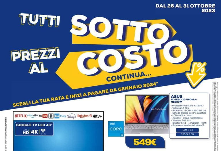 Volantino Euronics dal 26 al 31 ottobre 2023
