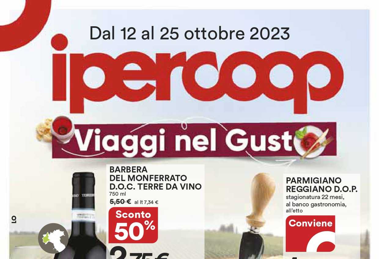 Volantino Ipercoop Viaggi nel Gusto dal 12 al 25 ottobre 2023