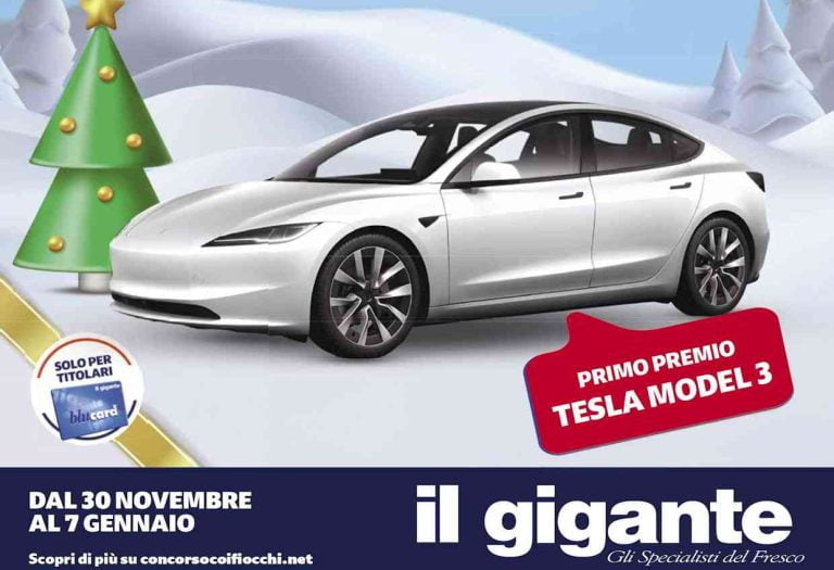 Concorso Il Gigante Natale 2023: in palio Tesla Model 3, viaggi, cene stellate e 65.000 premi immediati