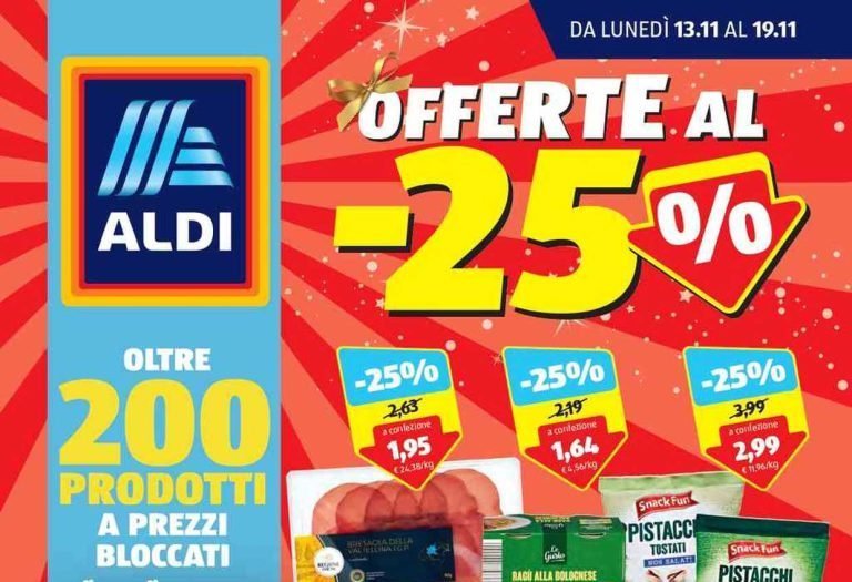 Anteprima del volantino Aldi dal 13 al 19 novembre 2023: Offerte al -25 % e Aspettando il Natale