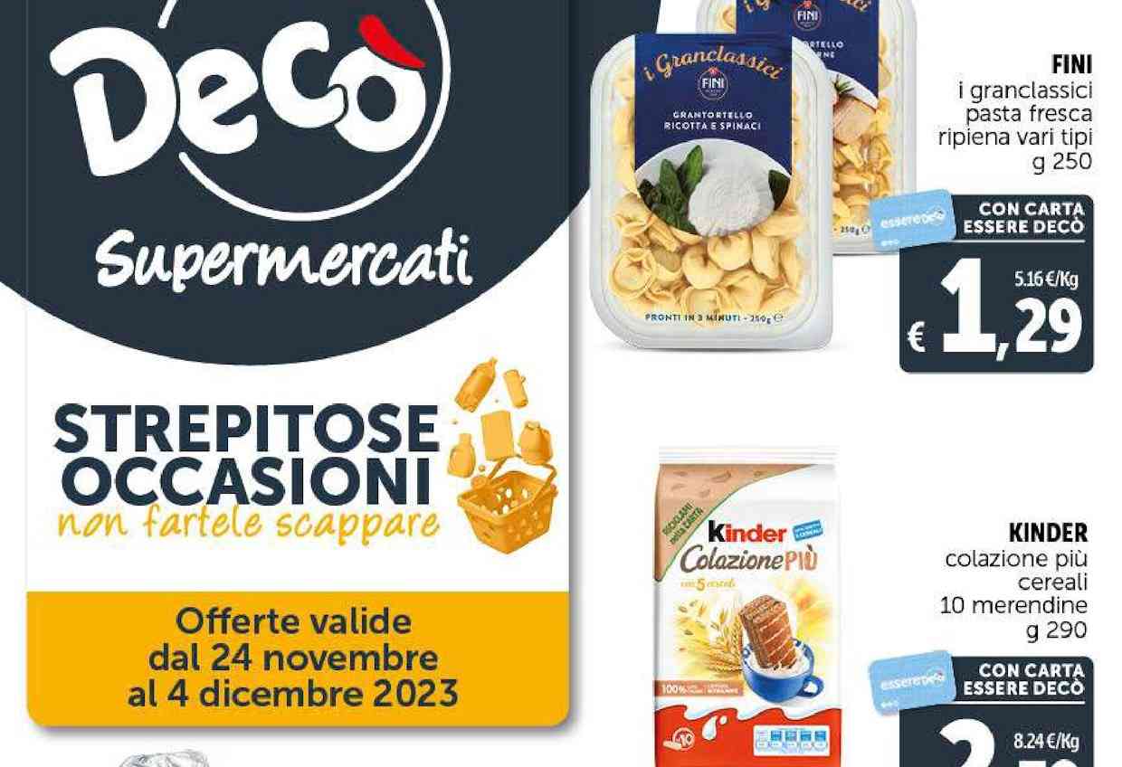 Anteprima volantino Decò Supermercati dal 24 novembre al 4 dicembre 2023: Strepitose occasioni da non far scappare