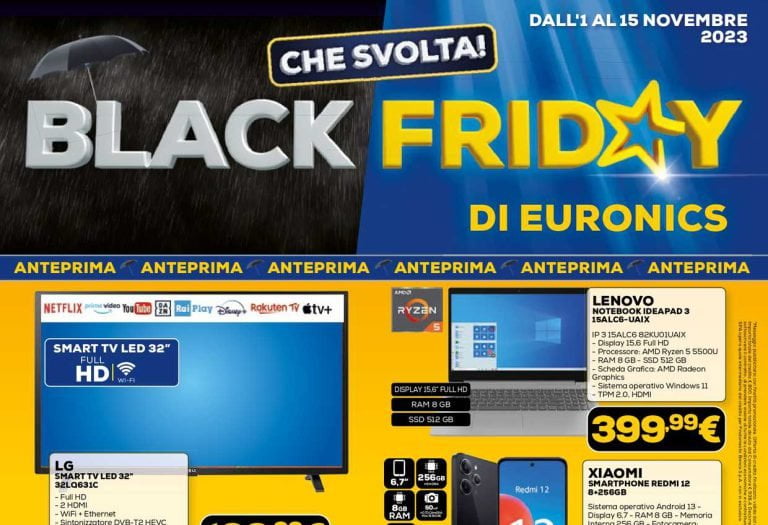 Volantino Euronics dal 1 al 15 novembre 2023: Black Friday