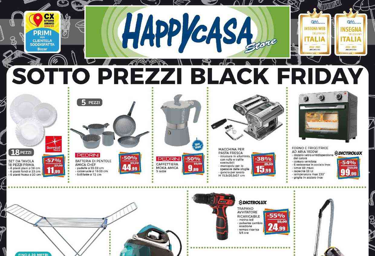Anteprima del volantino Happy Casa dal 8 al 26 novembre 2023: Sotto prezzi Black Friday