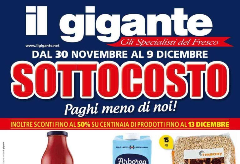 Volantino Il Gigante dal 30 novembre al 13 dicembre 2023, le offerte Sottocosto