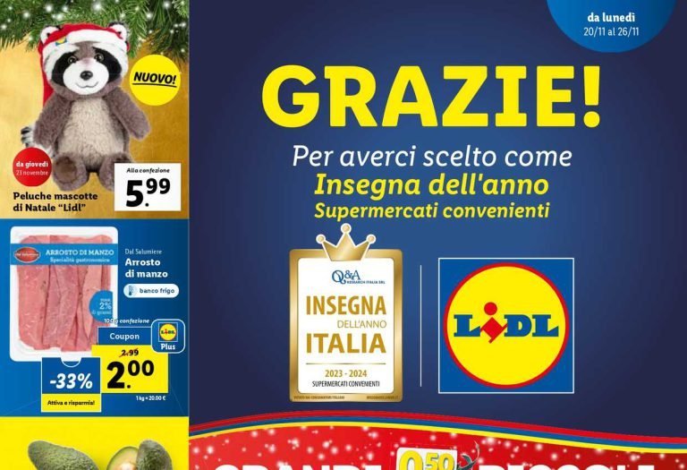 Anteprima del volantino Lidl dal 20 al 26 novembre 2023